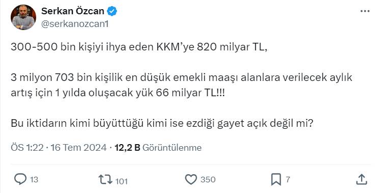 Ekonomistlerden hükümete tepki: 500 bin kişiyi ihya eden KKM’ye 820 milyar TL, emekli 66 milyar TL ile yük oluyor! 7